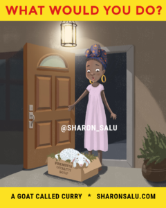 Baby Goat Front Doorstep - Surprised African Woman - Children's Story Book